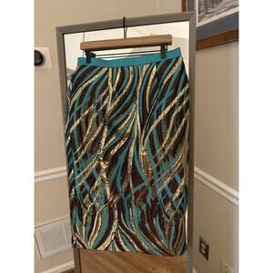 Divine Queen International Brocade Skirt Turquoise Size 12